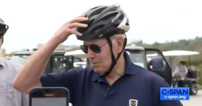 “you-look-good!”–-reporter-to-biden-after-he-says-he’s-“gon-na-look-like-a-fool”-for-wearing-bike-helmet-while-answering-questions-(video)