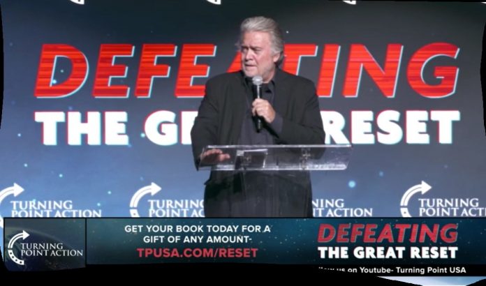 “trump-is-an-instrument-of-divine-providence”–-steve-bannon-at-tpusa’s-‘defeating-the-great-reset’-event-in-arizona