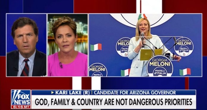 view:-trump-endorsed-kari-lake-joins-tucker-carlson-after-italy-elects-its-first-female-populist-leader:-“if-they’re-not-attacking-you,-you’re-probably-not-truly-representing-the-people-of-your-country”