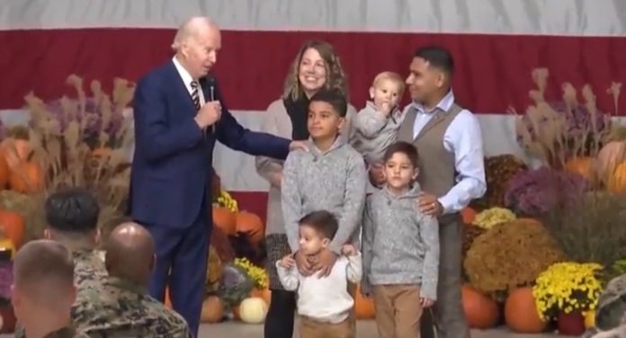 biden-tells-little-boy-it’s-okay-to-steal-at-‘friendsgiving’-dinner-with-service-members-(video)