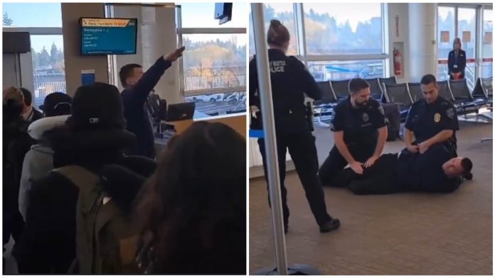 “heil-hitler”–-man-arrested-at-seattle-airport-for-doing-nazi-salute-while-hurling-anti-semitic-slurs-(video)