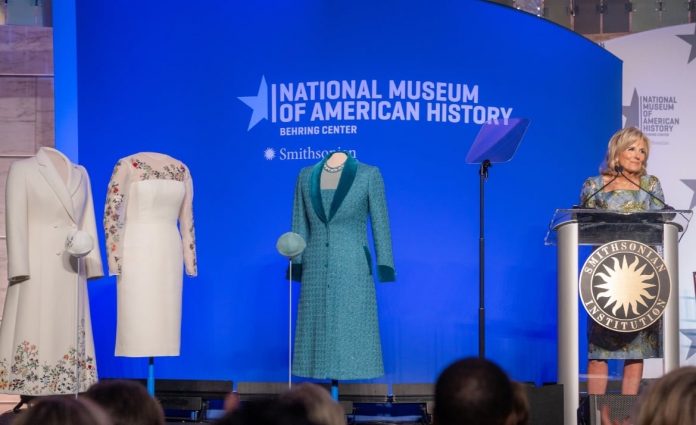 yuck.-jill-biden-donates-her-inauguration-day-outfits-…-and-her-face-masks-to-smithsonian’s-first-lady-exhibit-(video)