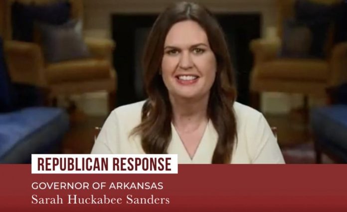 guv-sarah-huckabee-sanders-delivers-republican-sotu-response-to-joe-biden’s-sotu-address-(video)