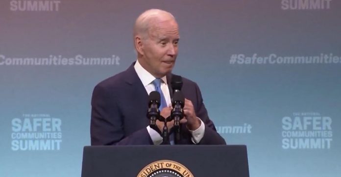 joe-biden-mumbles-nonsense-about-“put-a-pistol-on-a-brace–-you-can-have-a–-higher-caliber-bullet”–-then-he-ends-speech-with-“god-save-the-queen”-and-walks-off-stage-(video)