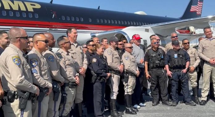 president-trump-gets-huge-show-of-support-from-law-enforcement-at-los-angeles-international-airport-(video)