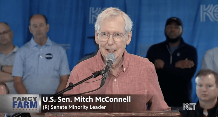 must-see:-mitch-mcconnell-endures-5-minute-heckling-during-speech:-‘retire’-and-‘ditch-mitch’-chants-overpower-the-senator’s-address-(video)