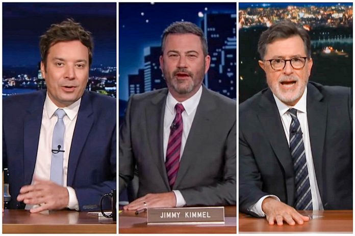 cringe:-liberal-late-night-hosts-colbert,-kimmel,-fallon,-meyers-and-oliver-teaming-up-for-new-podcast-called-‘strike-force-five’