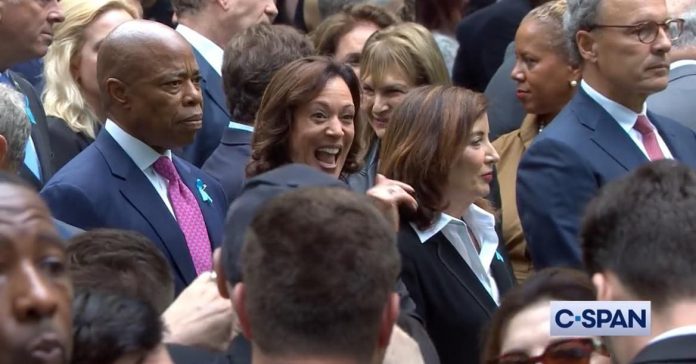 kamala-harris-smiles-and-giggles-at-9/11-memorial-ceremony-as-biden-heads-to-alaska-(video)