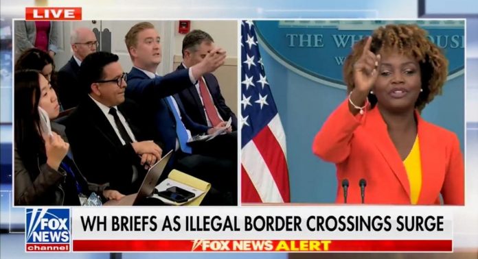 incredible!-karine-jean-pierre-cuts-off-peter-doocy,-shuts-him-down,-refuses-to-answer-question-on-biden-border-crisis-(video)