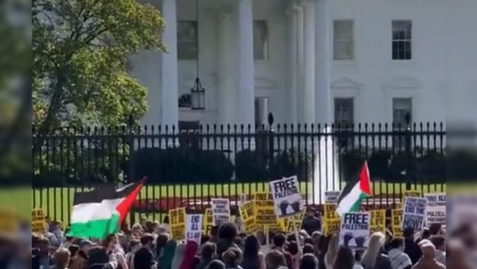 pro-palestinian-protesters-demonstrate-outside-white-house-(video)