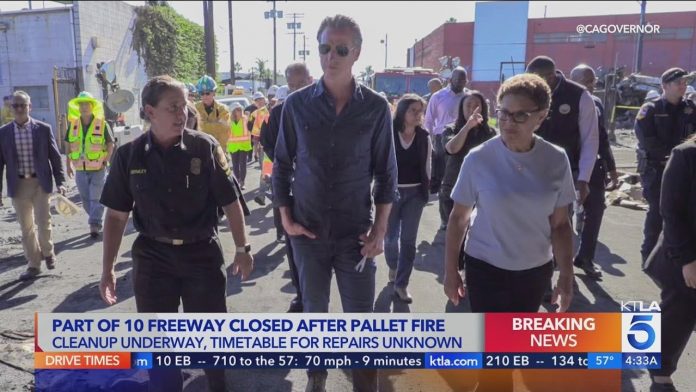 significant-freeway-in-los-angeles-closes-indefinitely-after-massive-fire-near-homeless-encampment-(video)