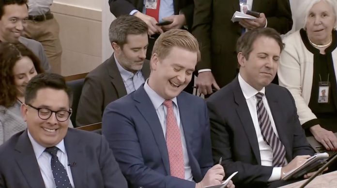 white-house-press-corps-bursts-into-laughter-after-peter-doocy-‘mistakenly’-refers-to-joe-biden-as-‘obiden’-(video)