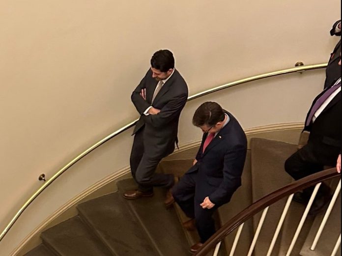 speaker-johnson-under-fire-as-controversial-photo-with-trump-hater-paul-ryan-emerges-at-the-capitol-(video)