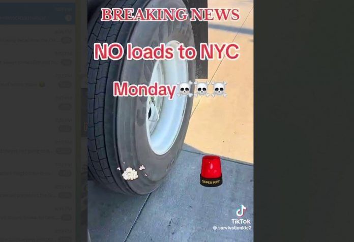 report:-trucking-company-cancels-shipments-to-new-york-city-on-monday-(video)