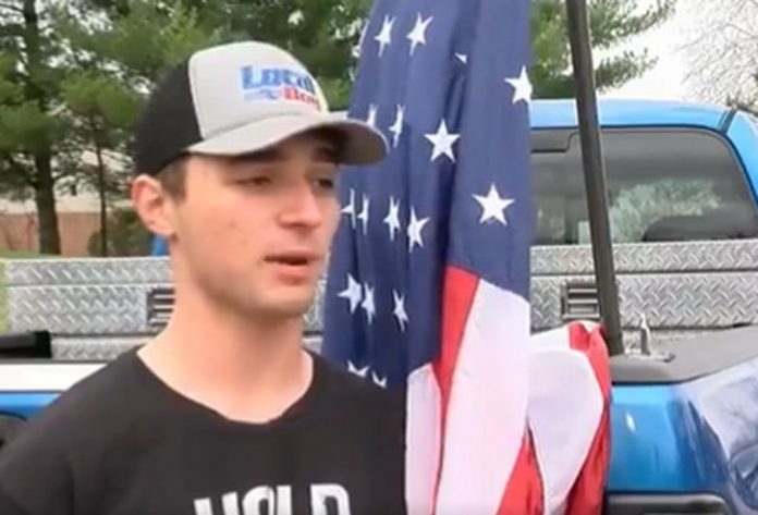 indiana-high-school-tells-teen-to-remove-american-flag-from-his-truck–-after-he-refused,-other-students-attached-the-flag-to-their-vehicles-(video)