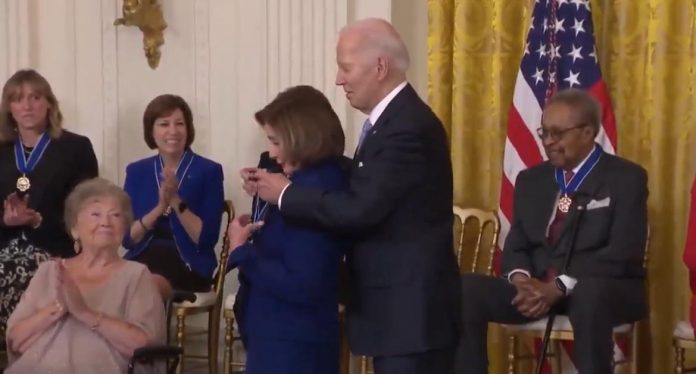 joe-biden-gives-nancy-pelosi-presidential-medal-of-freedom-for-her-actions-on-january-6-despite-her-role-in-calling-off-the-national-guard-that-day-(video)