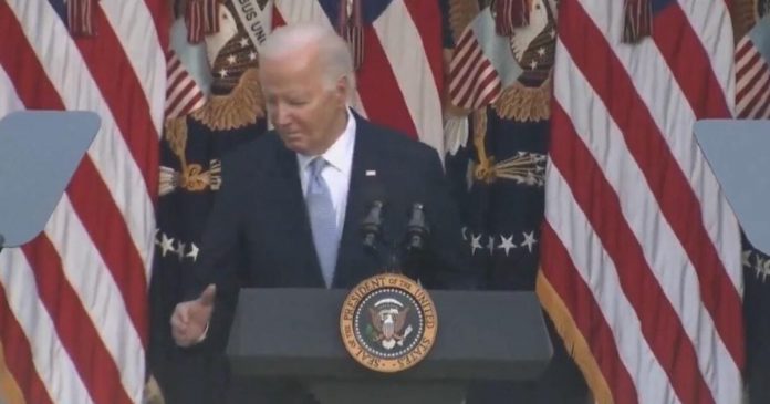 biden-gets-lost-after-claiming-israeli-american-still-being-held-hostage-by-hamas-is-“here-with-united-states-today”-in-rose-garden-speech-(video)