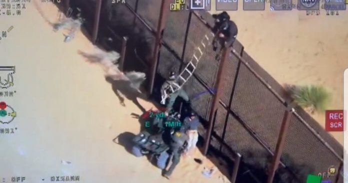 texas-dps-footage-shows-smugglers-and-illegals-scaling-border-wall-in-new-mexico,-throwing-rocks,-bottles,-dirt-at-border-patrol-agents-(video)