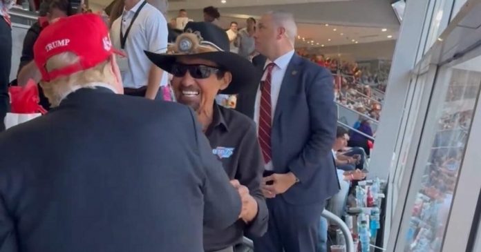 president-trump-says-hello-to-nascar-legend-richard-petty-at-coca-cola-600-(video)