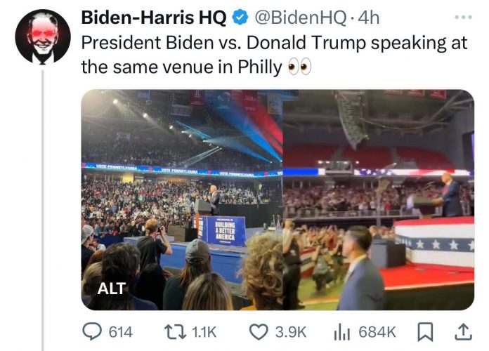 desperate-biden-camp-posts-“cheap-fake”-of-biden-vs.-trump-at-same-philly-venue-–-here’s-what-the-biden-(obama-fetterman)-event-actually-looked-like-(video)