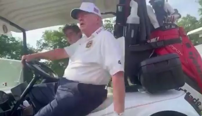 leaked-video:-trump-in-a-golf-cart-trash-talks-biden-and-harris-after-the-debate