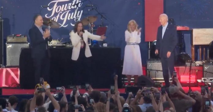 awkward:-kamala-harris-almost-calls-joe-biden-‘vice-president’-at-4th-of-july-event-–-biden-responds,-“ho!-ho!-ho!”-as-if-it’s-christmas-(video)