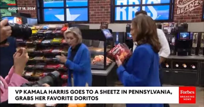 kamala-harris-drops-by-sheetz-gas-station-and-it’s-just-a-bunch-of-reporters-who-watch-her-buy-a-bag-of-doritos-by-herself-(video)