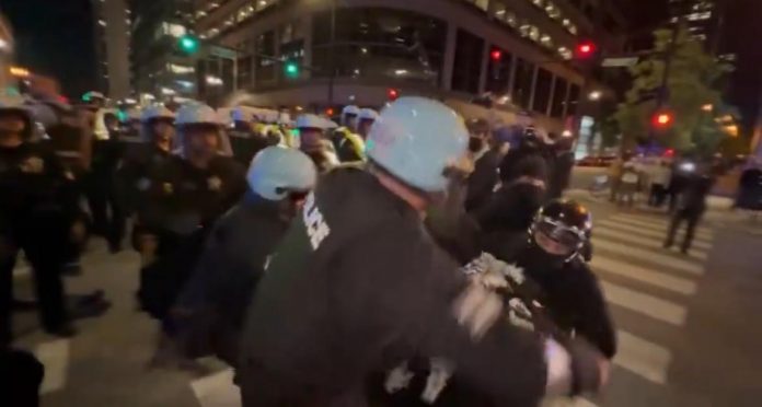 chicago-police-manhandle-antifa-as-far-left-protesters-burn-american-flag-on-second-night-of-dnc-convention-(video)