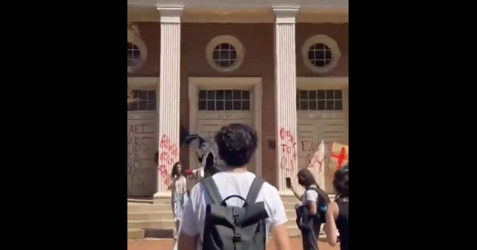 pro-hamas-radicals-vandalize-rotc-building-at-unc,-replace-american-flag-with-palestinian-flag