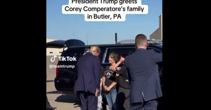 video:-president-trump-greets-shooting-victim-corey-comperatore’s-family-at-butler,-pa-rally