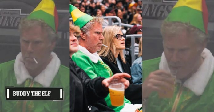 pro-kamala-will-ferrell-spotted-at-nhl-game-in-famous-buddy-the-elf-costume-looking-rough-after-trump-win:-“it-was-a-tough-holiday-season”-(video)